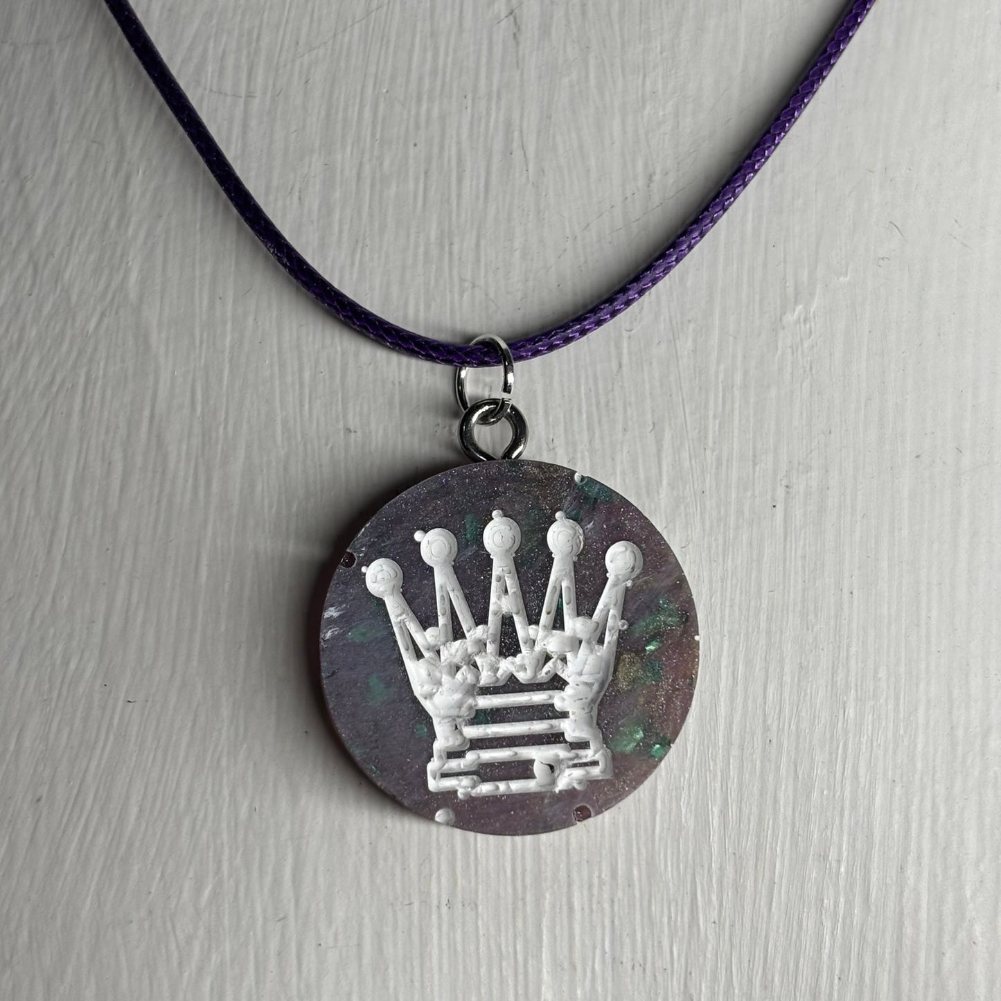 Purple Haze Queen - Handmade Resin Chess Necklace