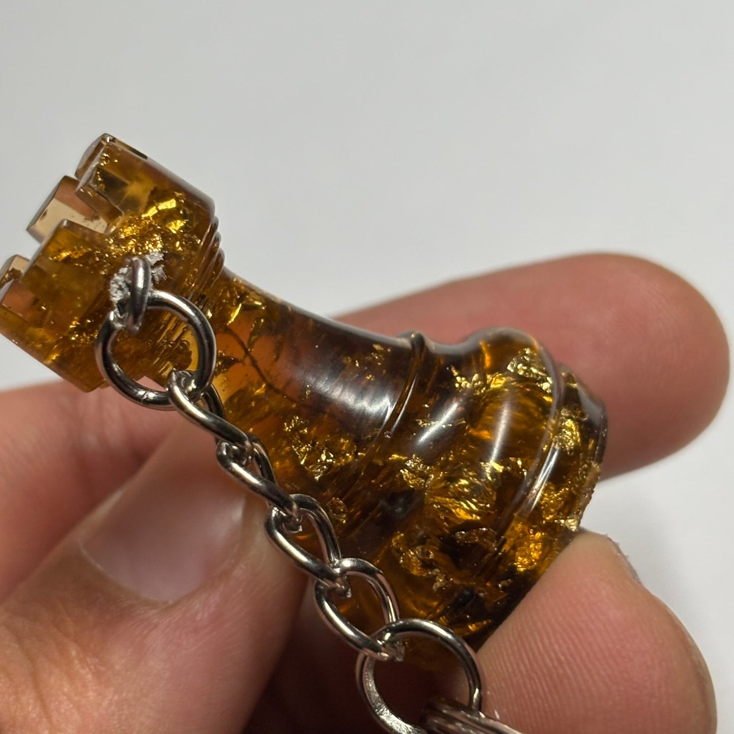 Amber Golden Rook - Handmade Resin Keychain