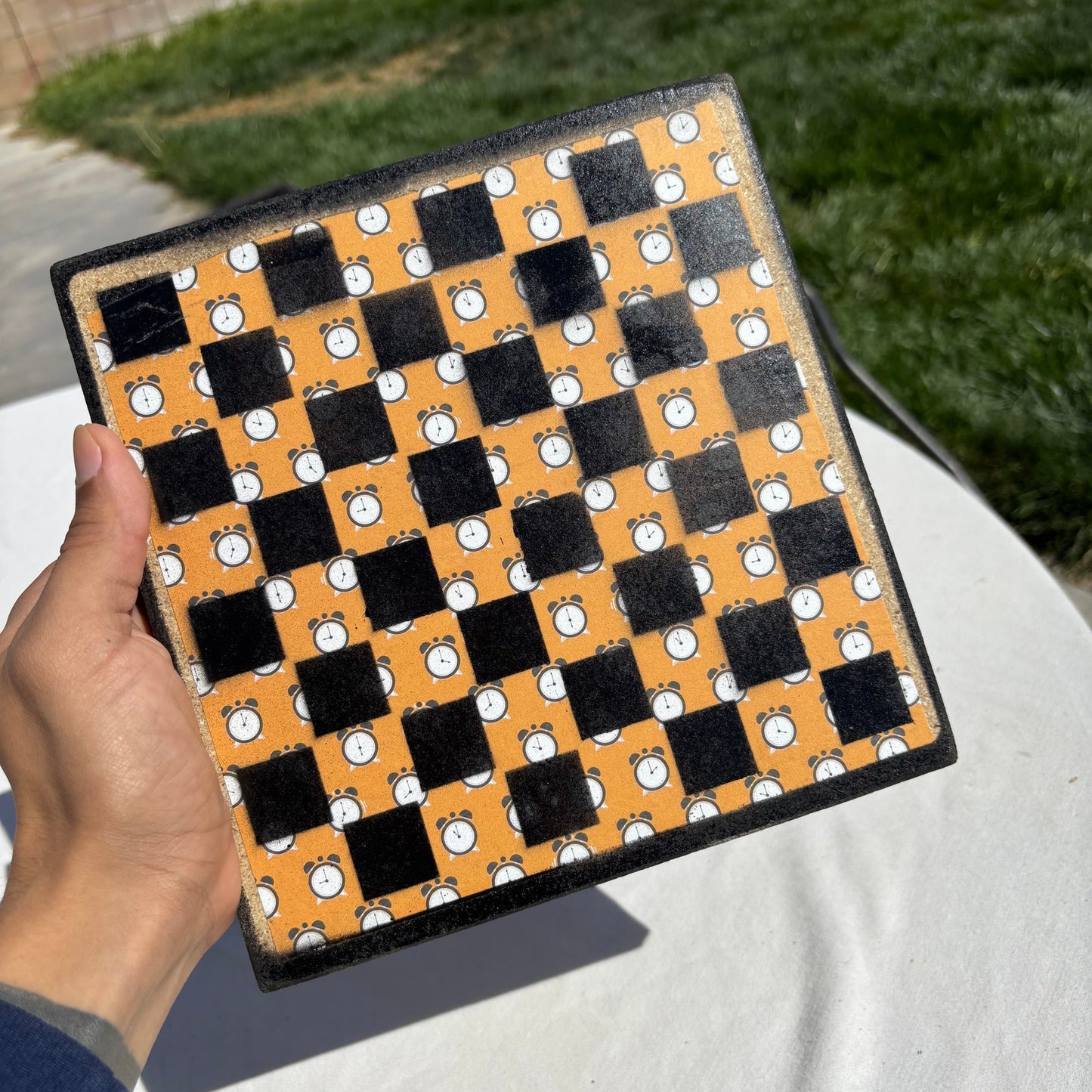 Orange Clocks - Scrapbook Chess Set