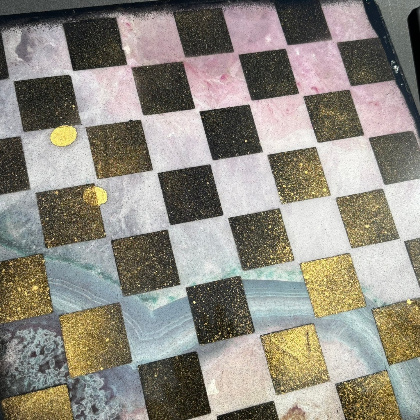 Pink Beach Gold - Resin Coated Chess Board