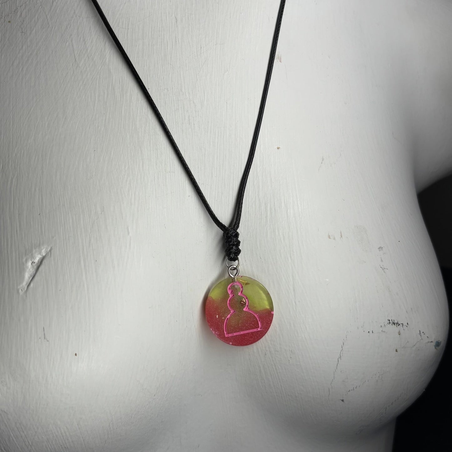 Swirl Pink Pawn - Handmade Resin Chess Necklace