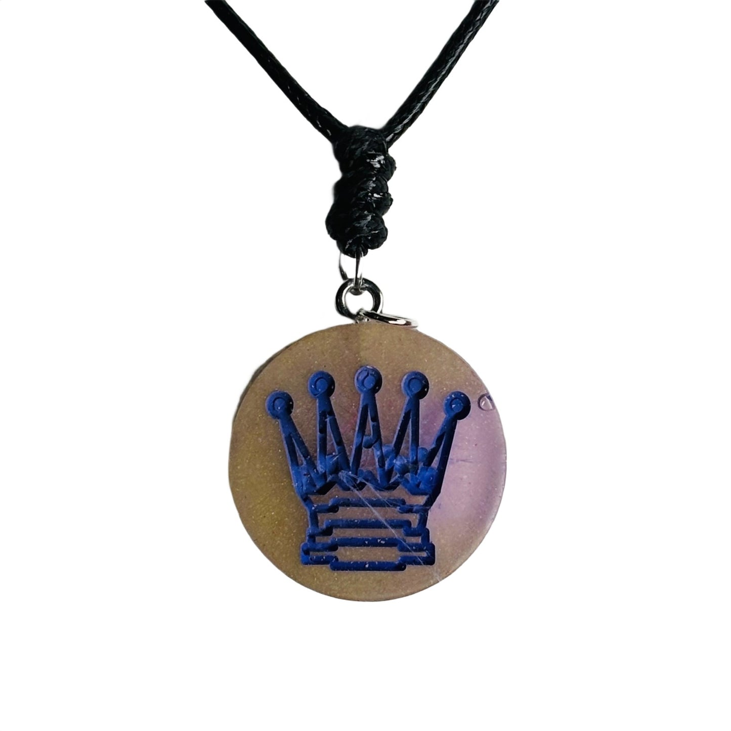Purple Print Queen - Handmade Resin Chess Necklace