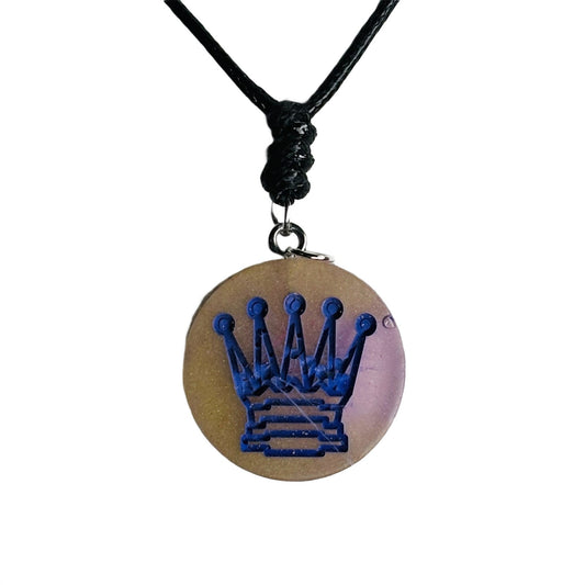 Purple Print Queen - Handmade Resin Chess Necklace