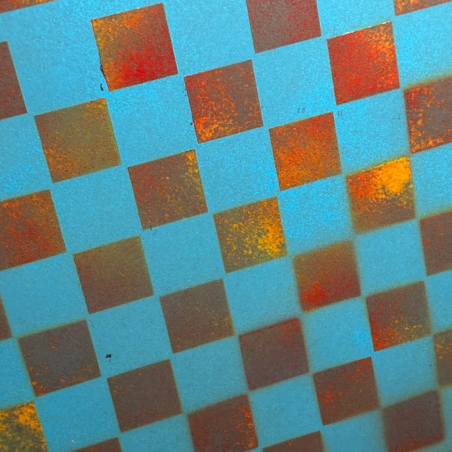 Blue Fire - Painted Chess Board