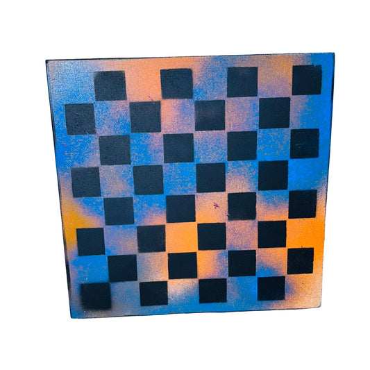 Blue & Orange - Painted Chess Board