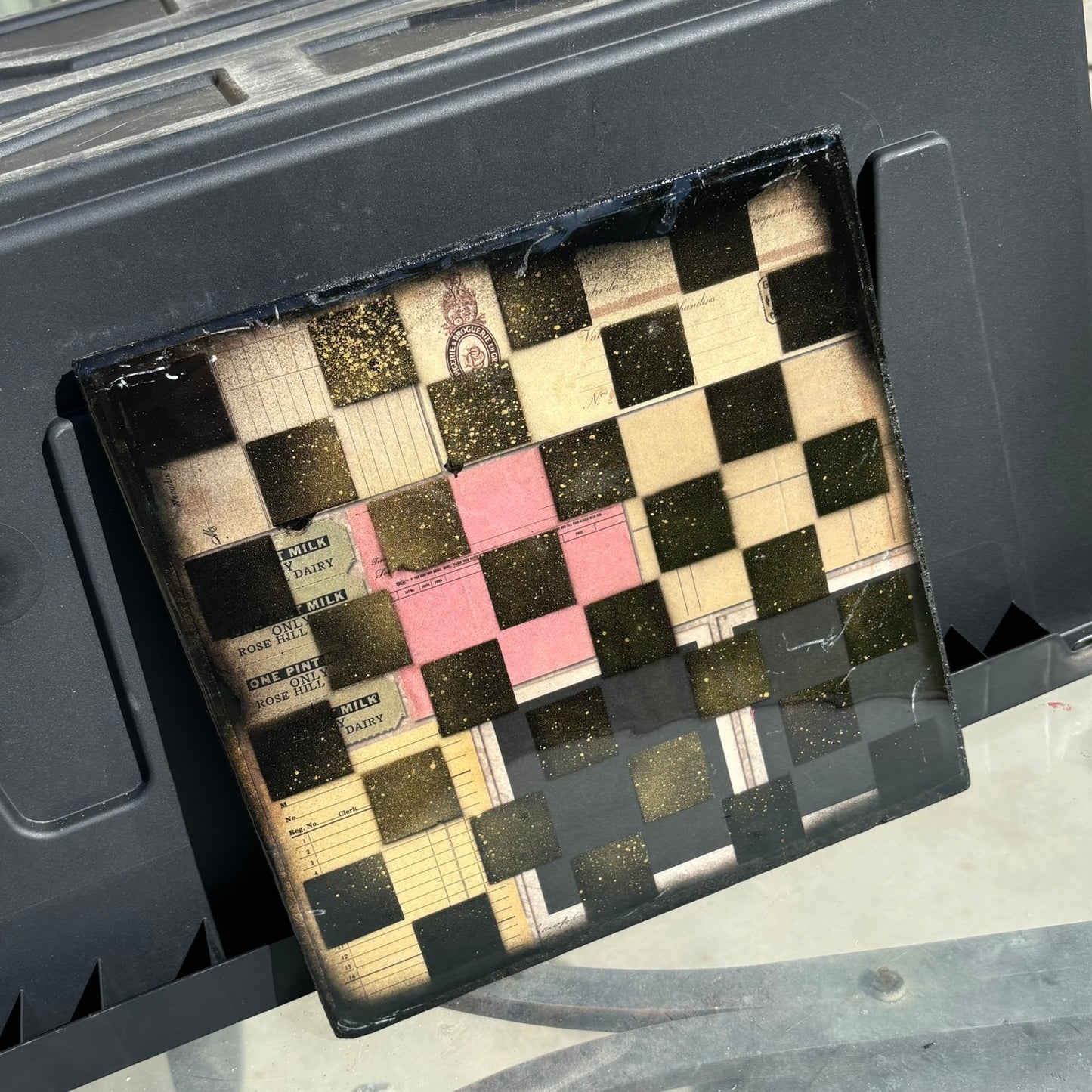 Vintage Collage - Resin Coated Chess Board