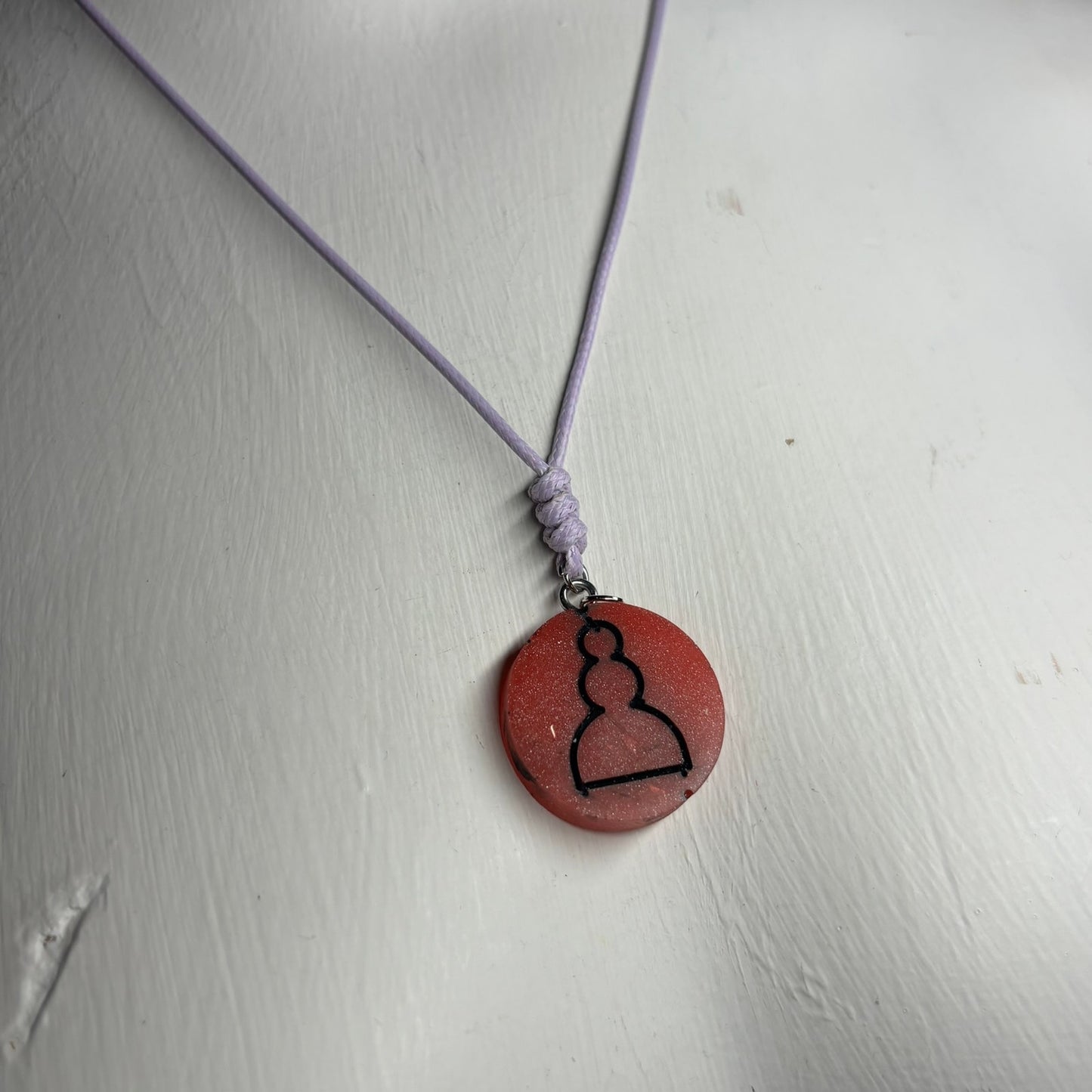 Fading Red Pawn - Handmade Resin Chess Necklace