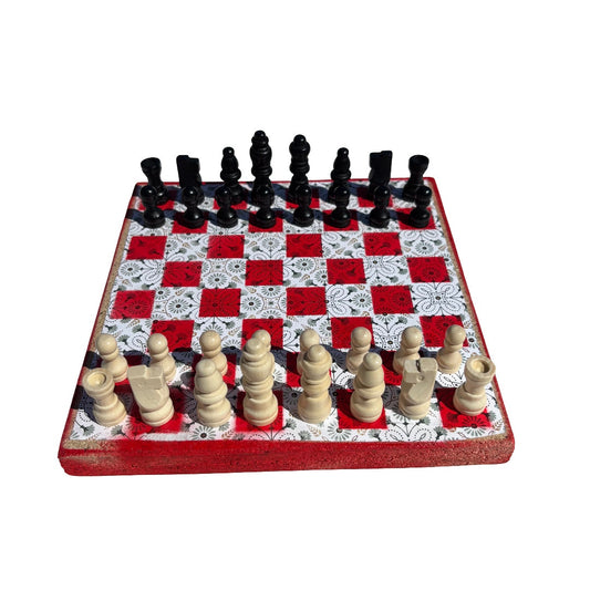 Vintage Red & White - Scrapbook Chess Set