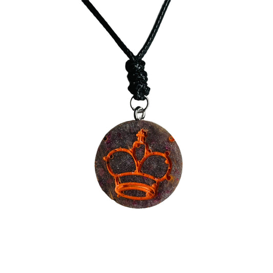 Purple Orange King - Handmade Resin Chess Necklace