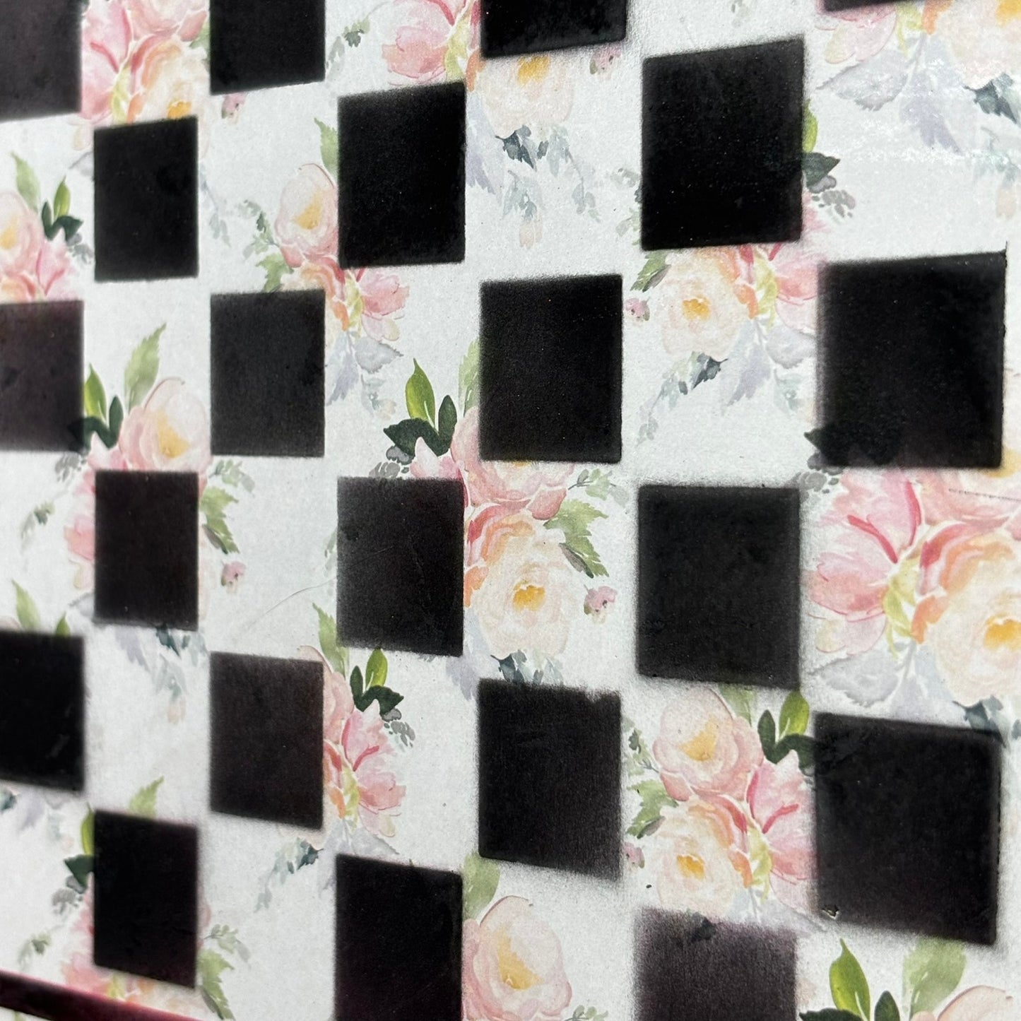 Silent Pink Flowers - Scrapbook Chess Board