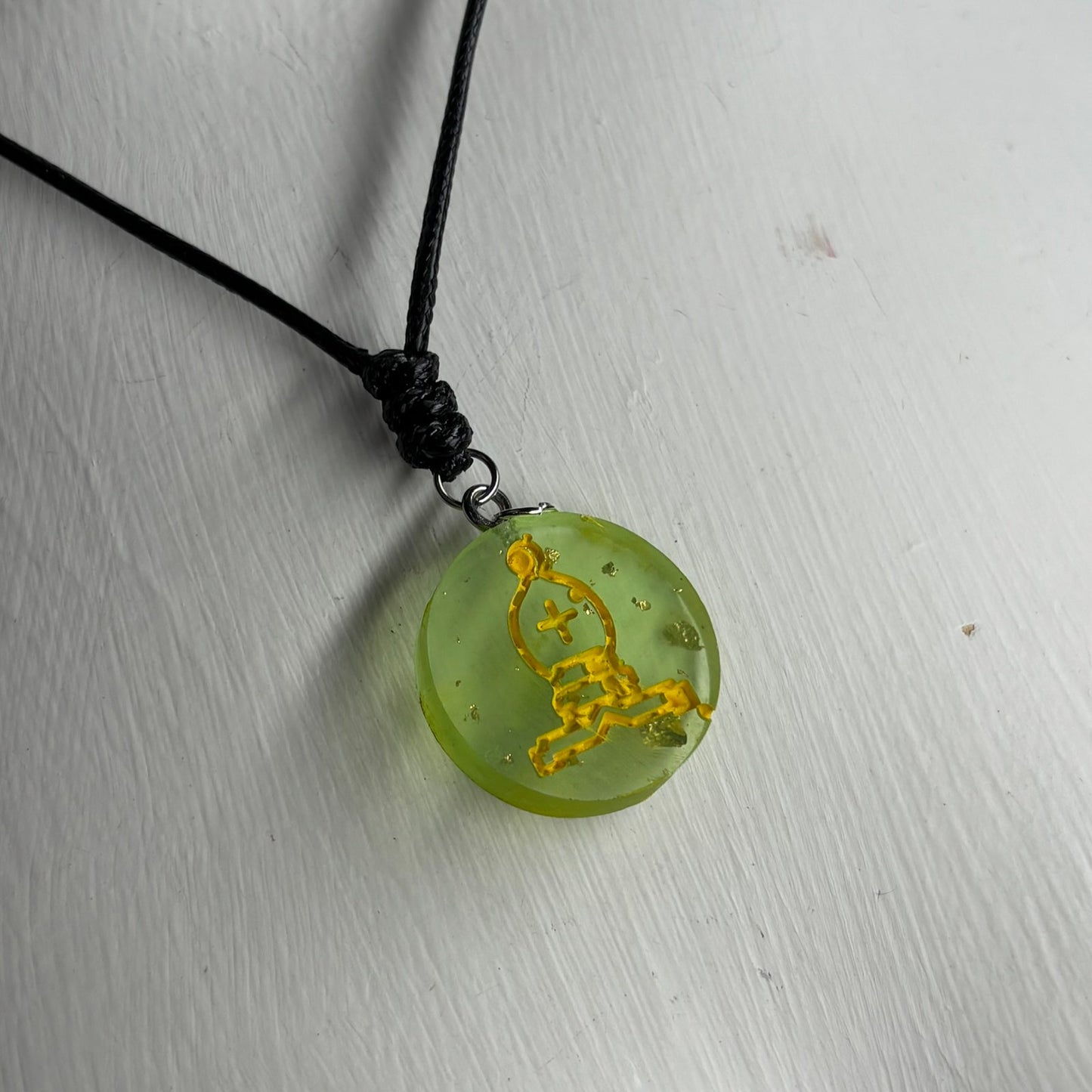 Lime Green Bishop - Handmade Resin Chess Necklace