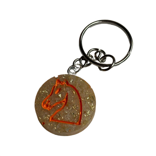 White Gold Sunset Knight - Handmade Resin Keychain - Flat Edition