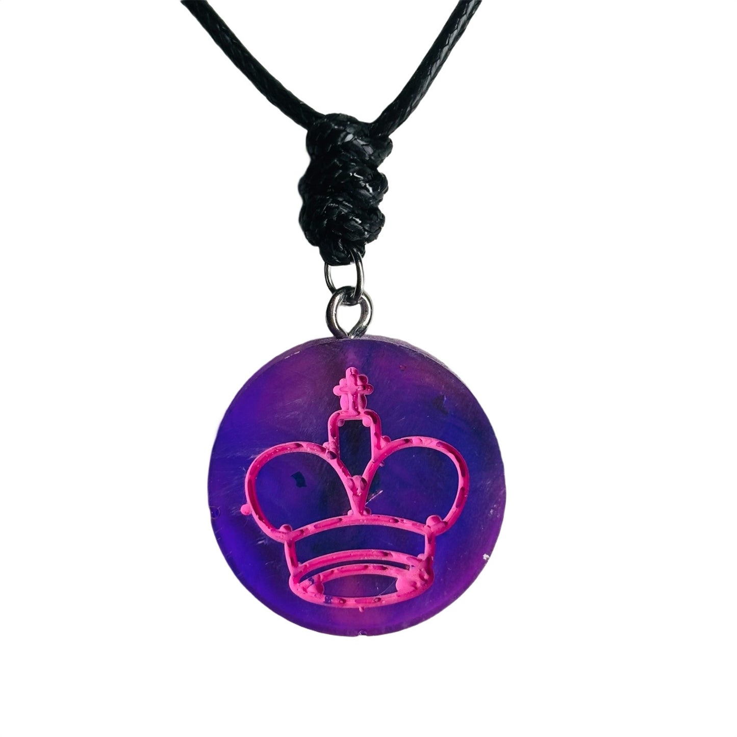 Purple Pink King - Handmade Resin Chess Necklace