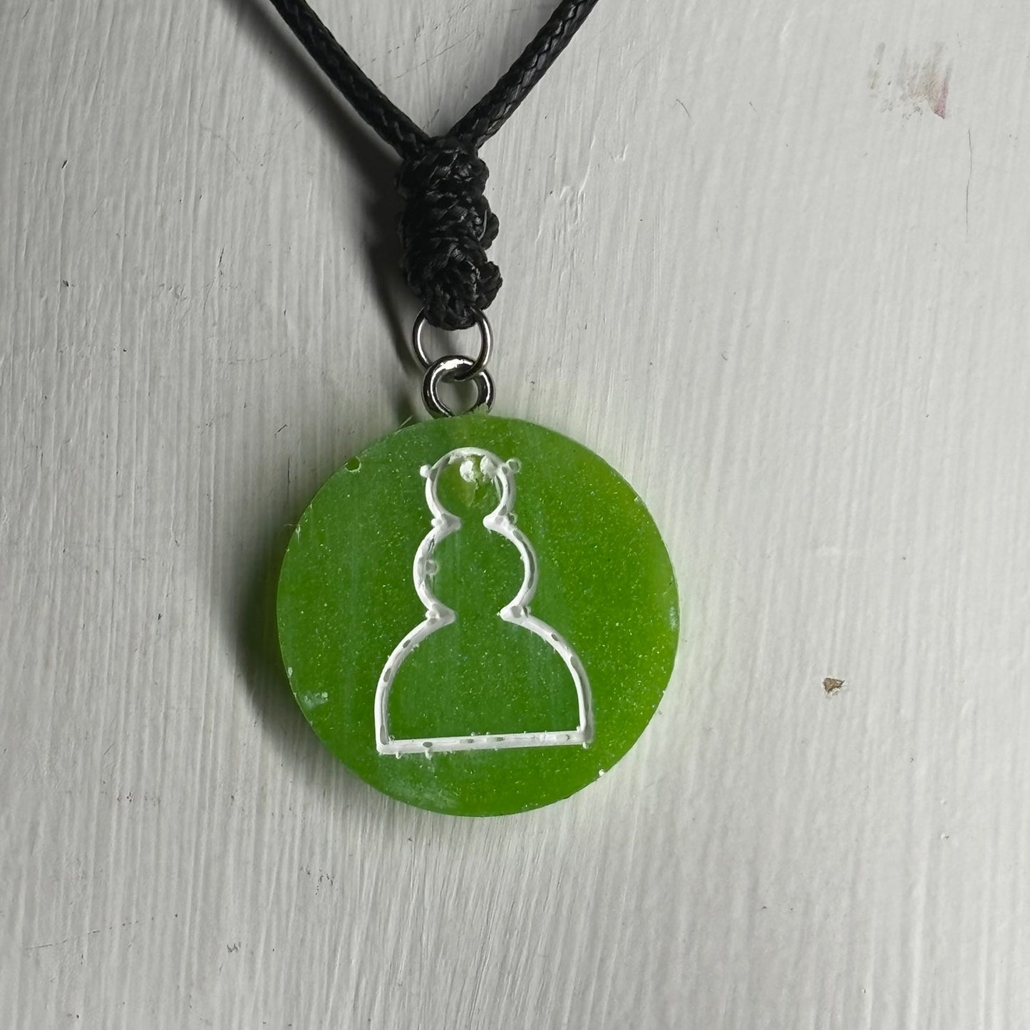 Green Apple Pawn - Handmade Resin Chess Necklace