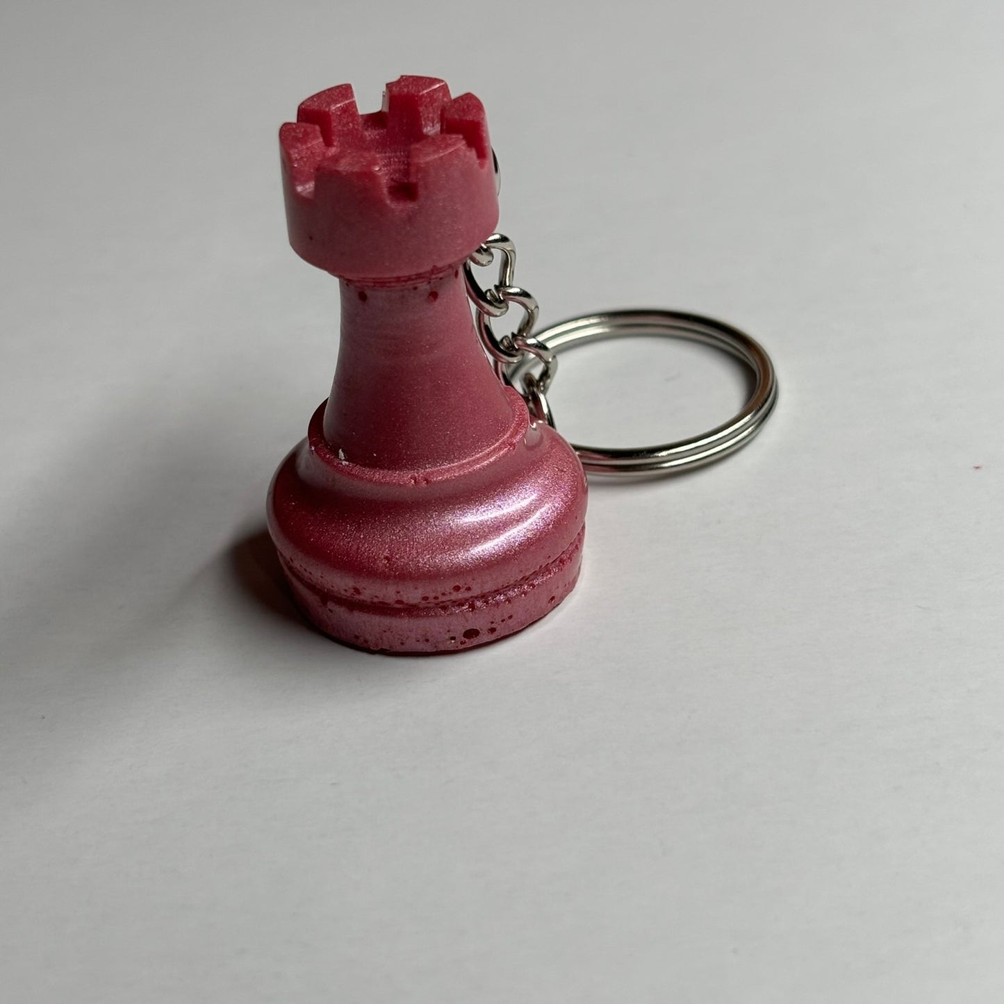 Solid Pink Rook - Handmade Resin Keychain