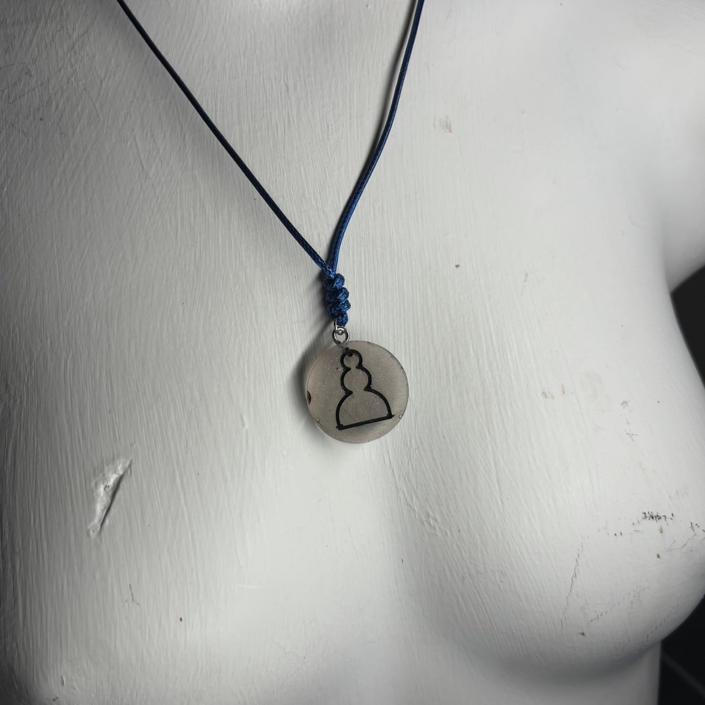 Silver Pawn - Handmade Resin Chess Necklace