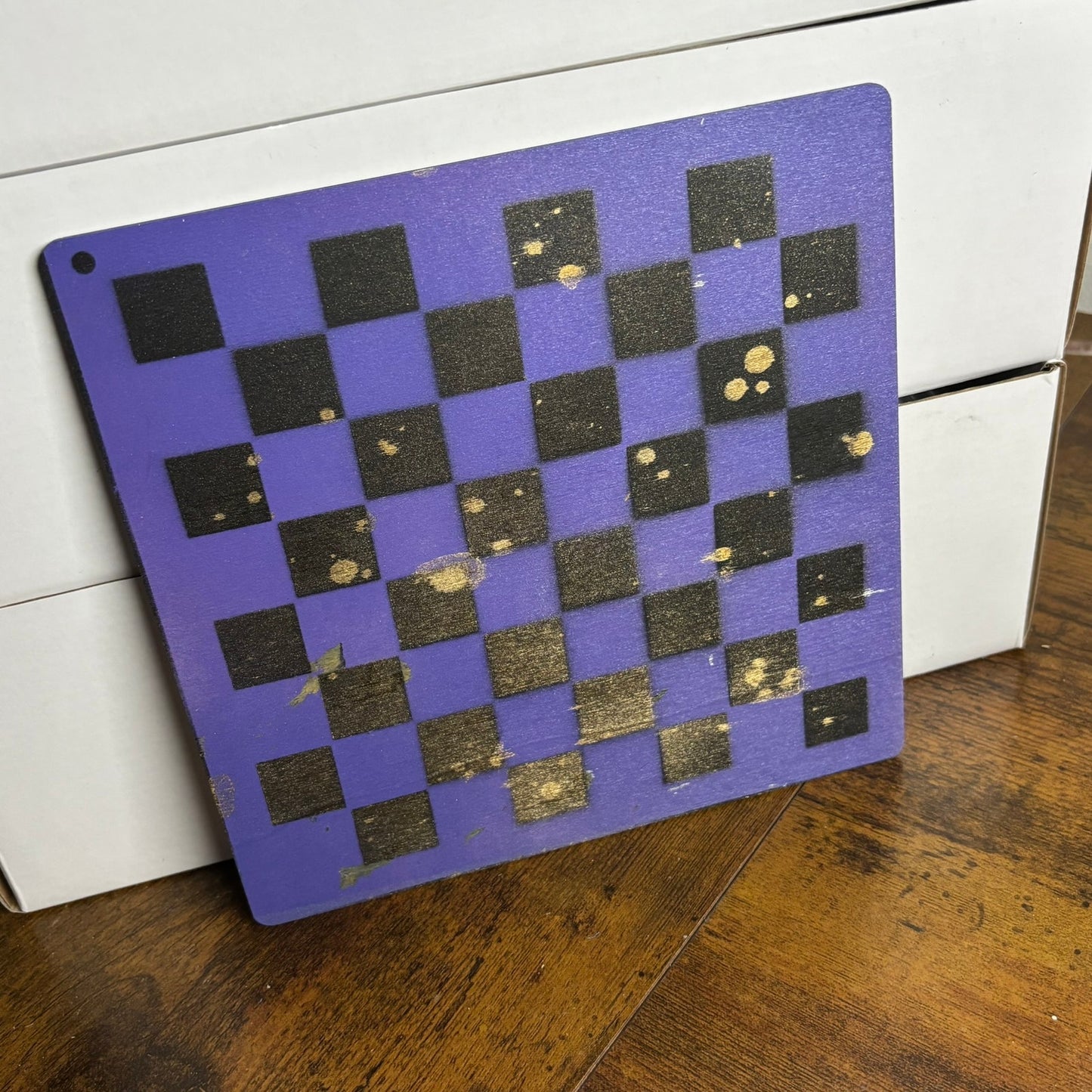 Purple Golden Hue - Painted Thin Wooden Chess Board