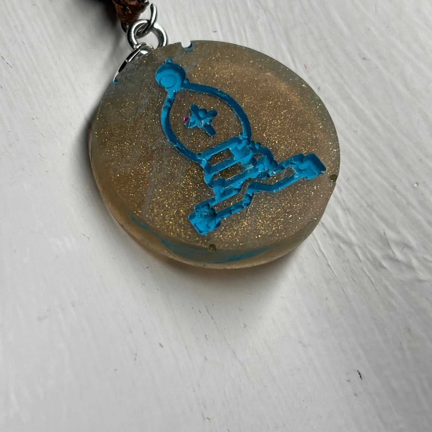 Blue Print Bishop - Handmade Resin Chess Necklace