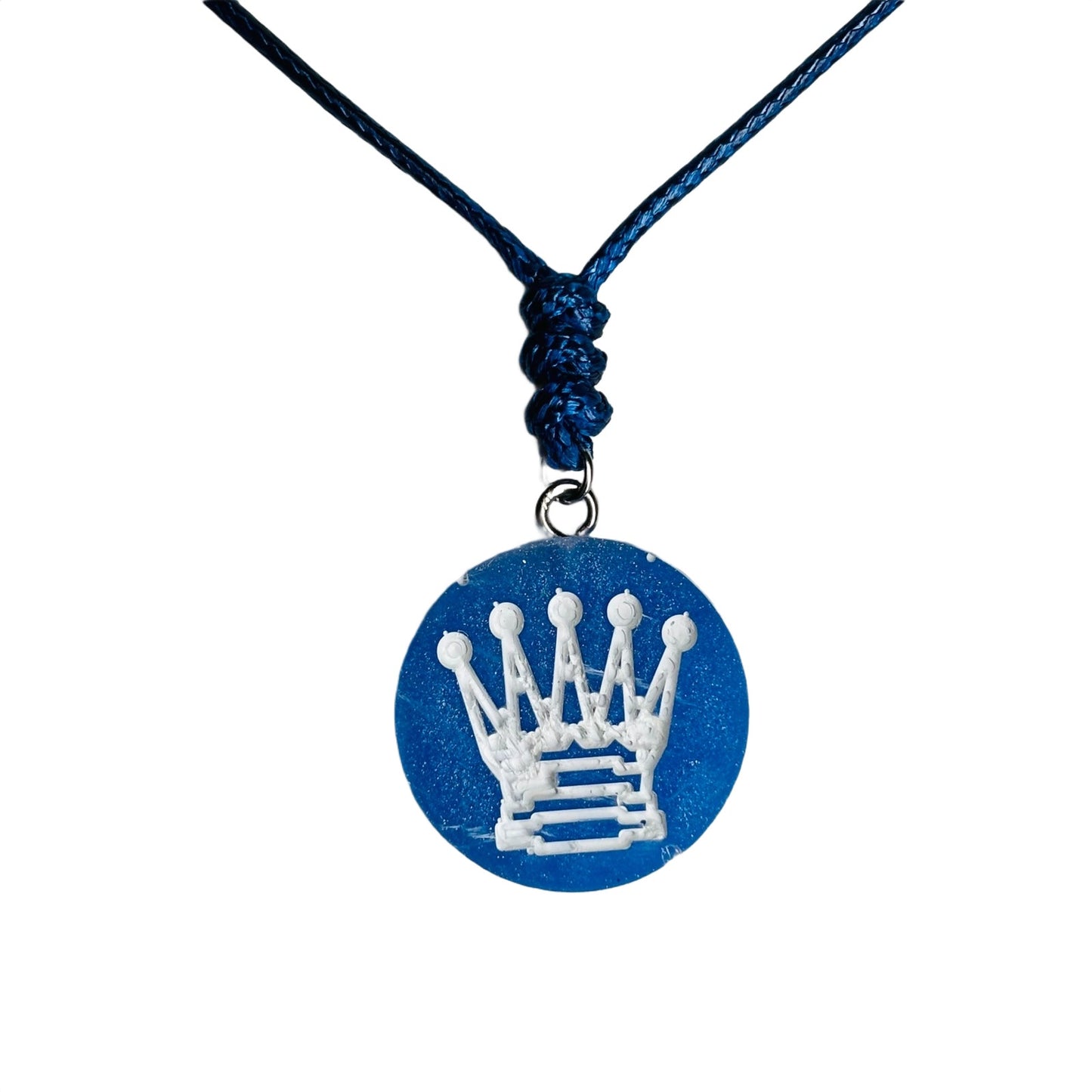 Blue Queen - Handmade Resin Chess Necklace