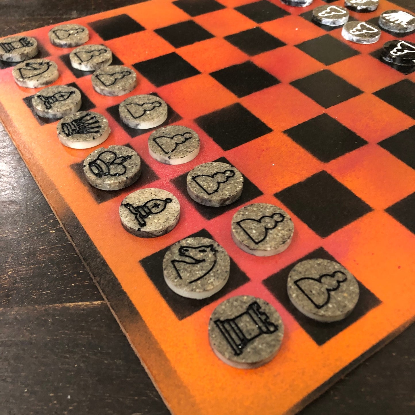 Vintage Orange - Painted Chess Set