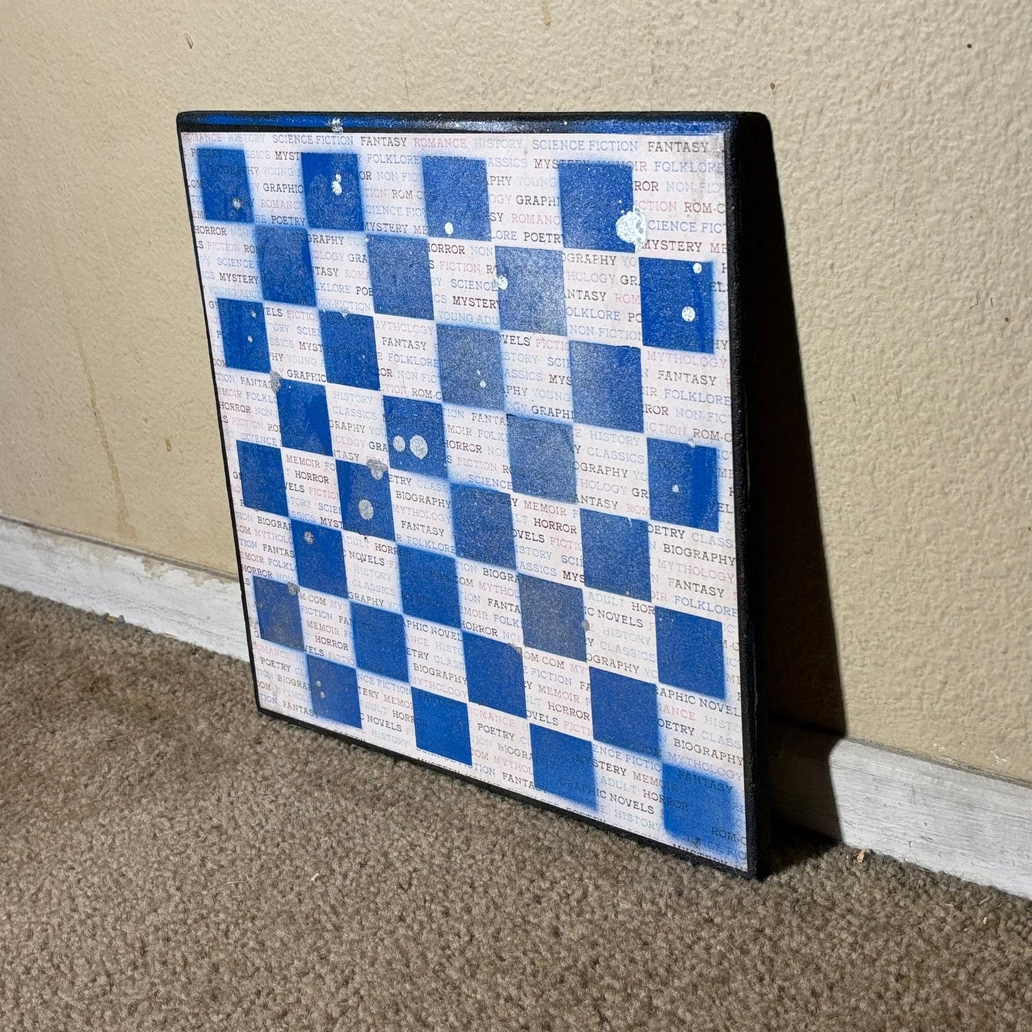 Worded Blue & White - Scrapbook Chess Board
