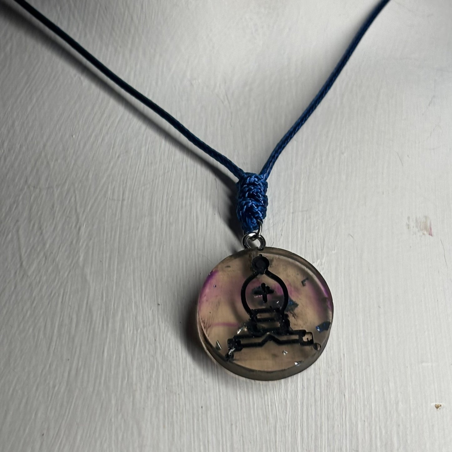 Cosmic Dark Bishop - Handmade Resin Chess Necklace