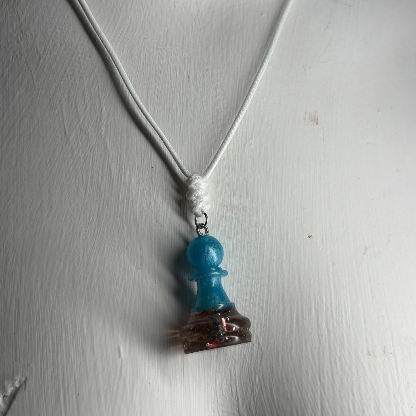 Blue Royal Pawn - Handmade Resin Chess Necklace