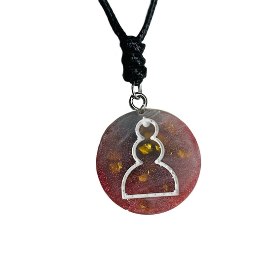 Red Crystal Pawn - Handmade Resin Chess Necklace
