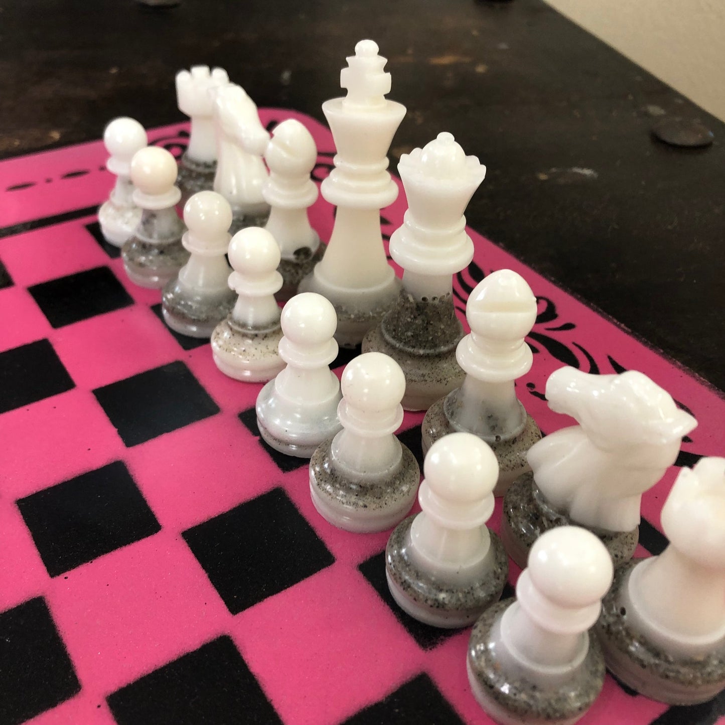 Royal Pink & Black - Painted Chess Set