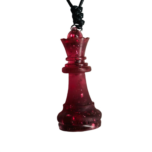 Dark Crystal Red Queen - Handmade Resin Chess Necklace