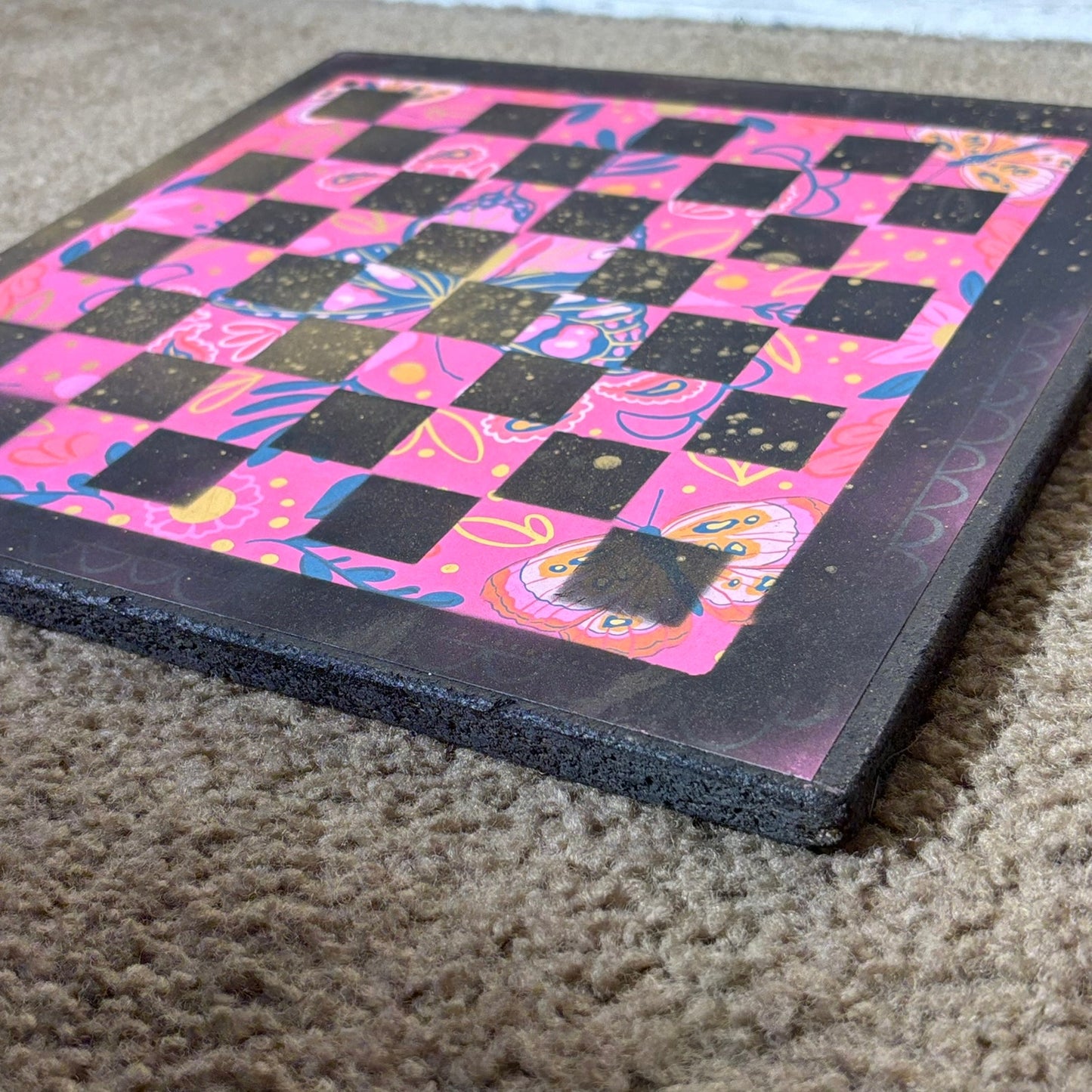 Pink Butterfly- Scrapbook Chess Board