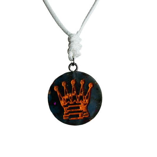 Classic Orange King - Handmade Resin Chess Necklace