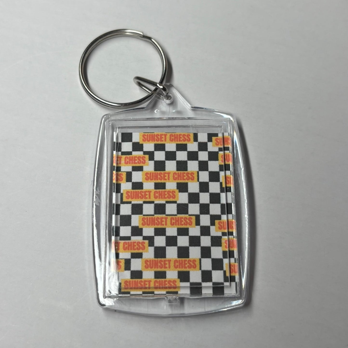 World Map - Sunset Chess Photo Keychain