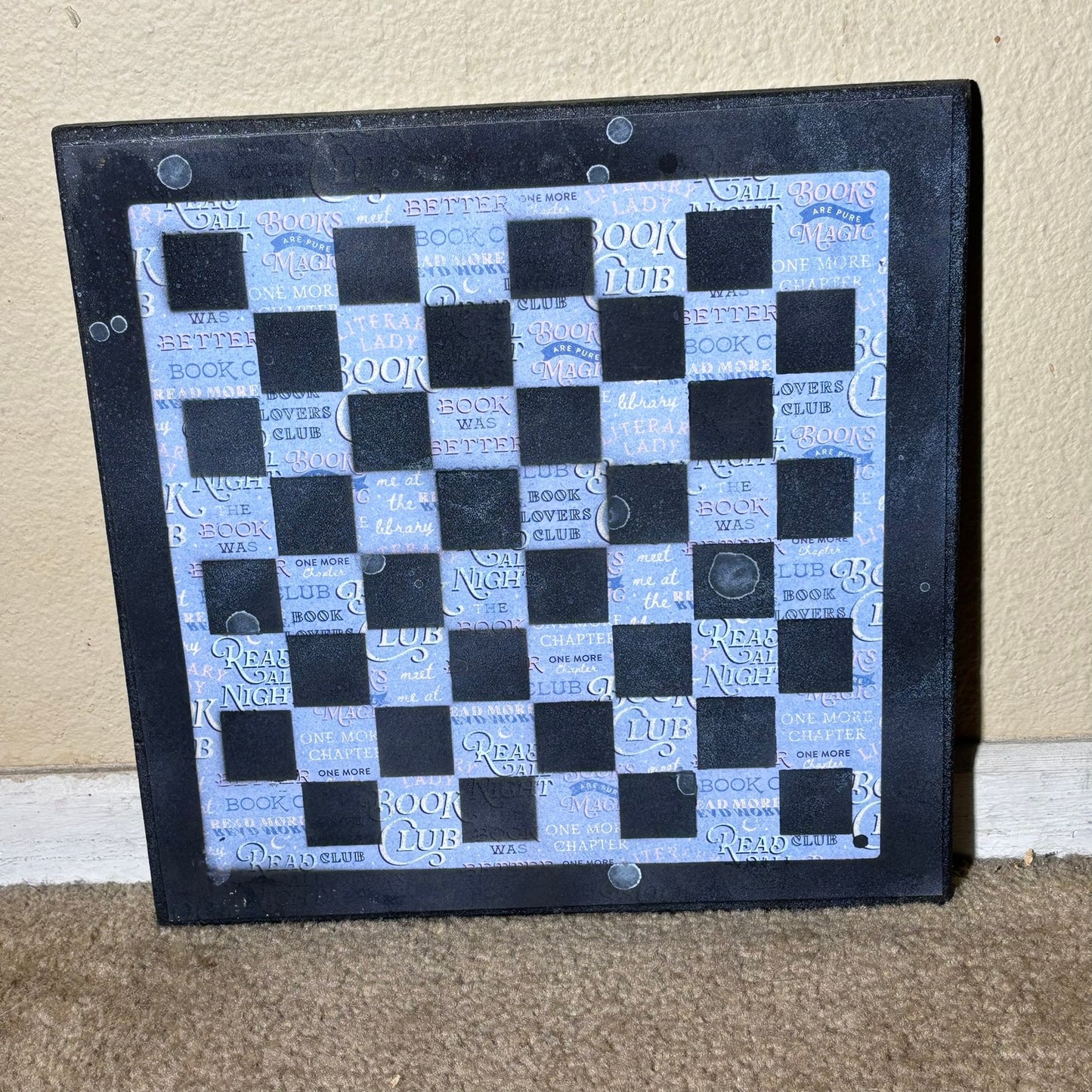 Blue & Black Wording - Scrapbook Chess Board