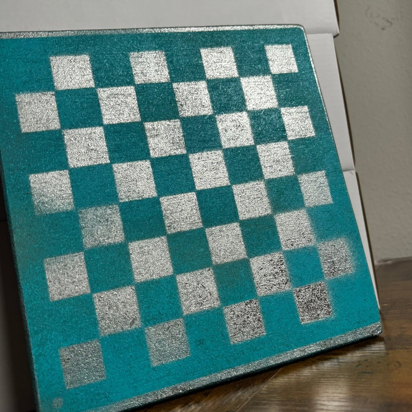 Chrome Blue - Painted Double Sided Chess Board