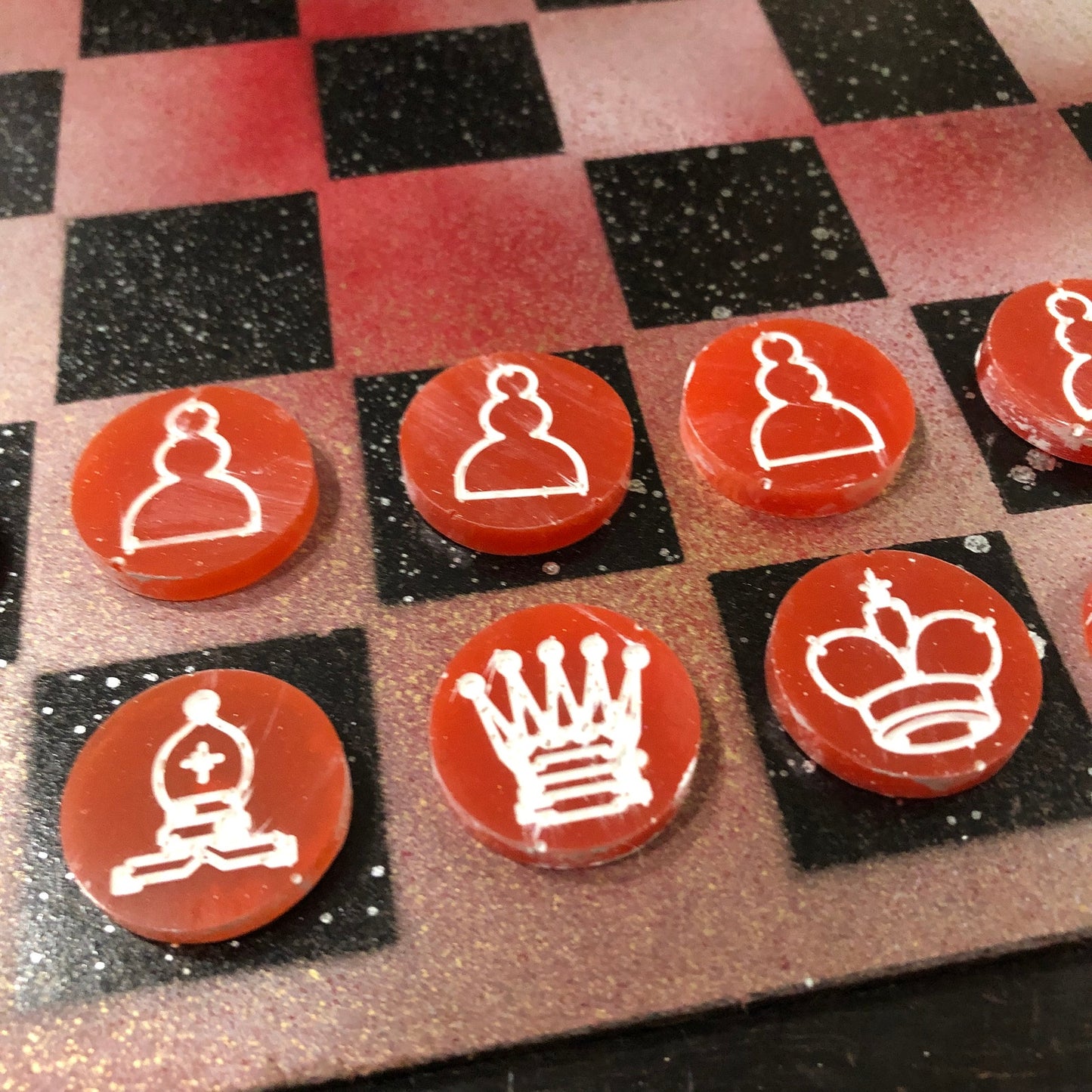 Hue Red - Painted Chess Set