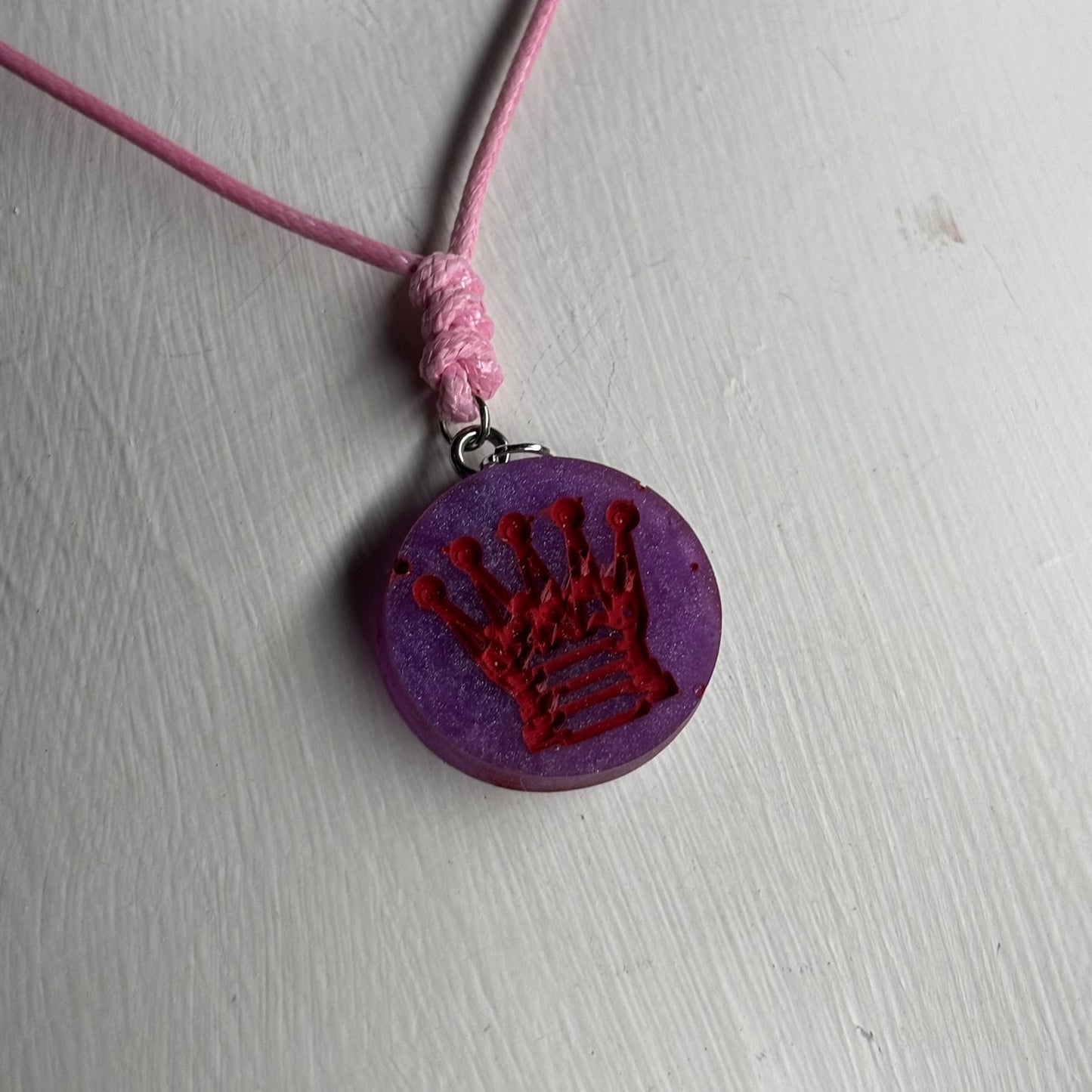 Purple Queen - Handmade Resin Chess Necklace