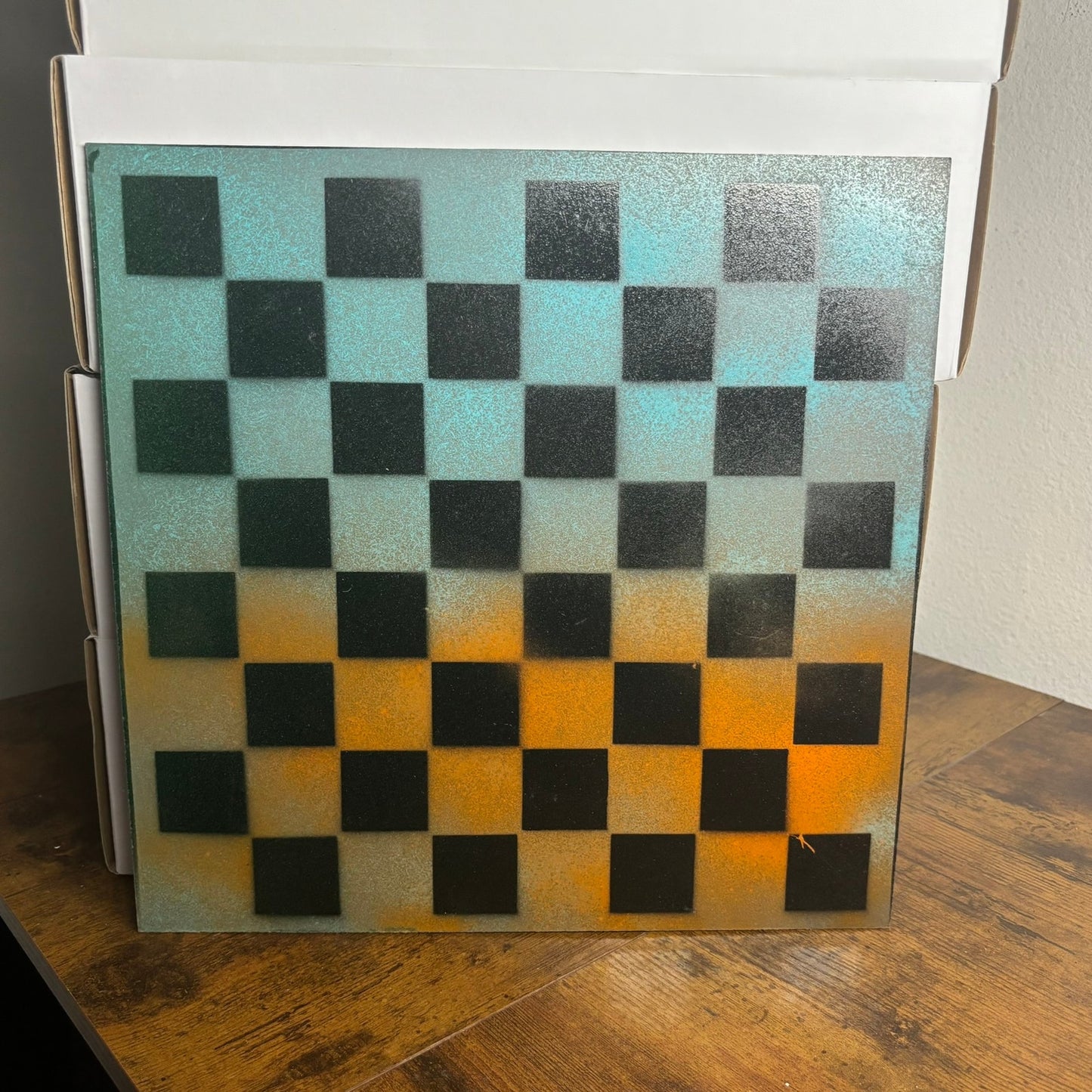 Blue & Orange - Painted Chess Board