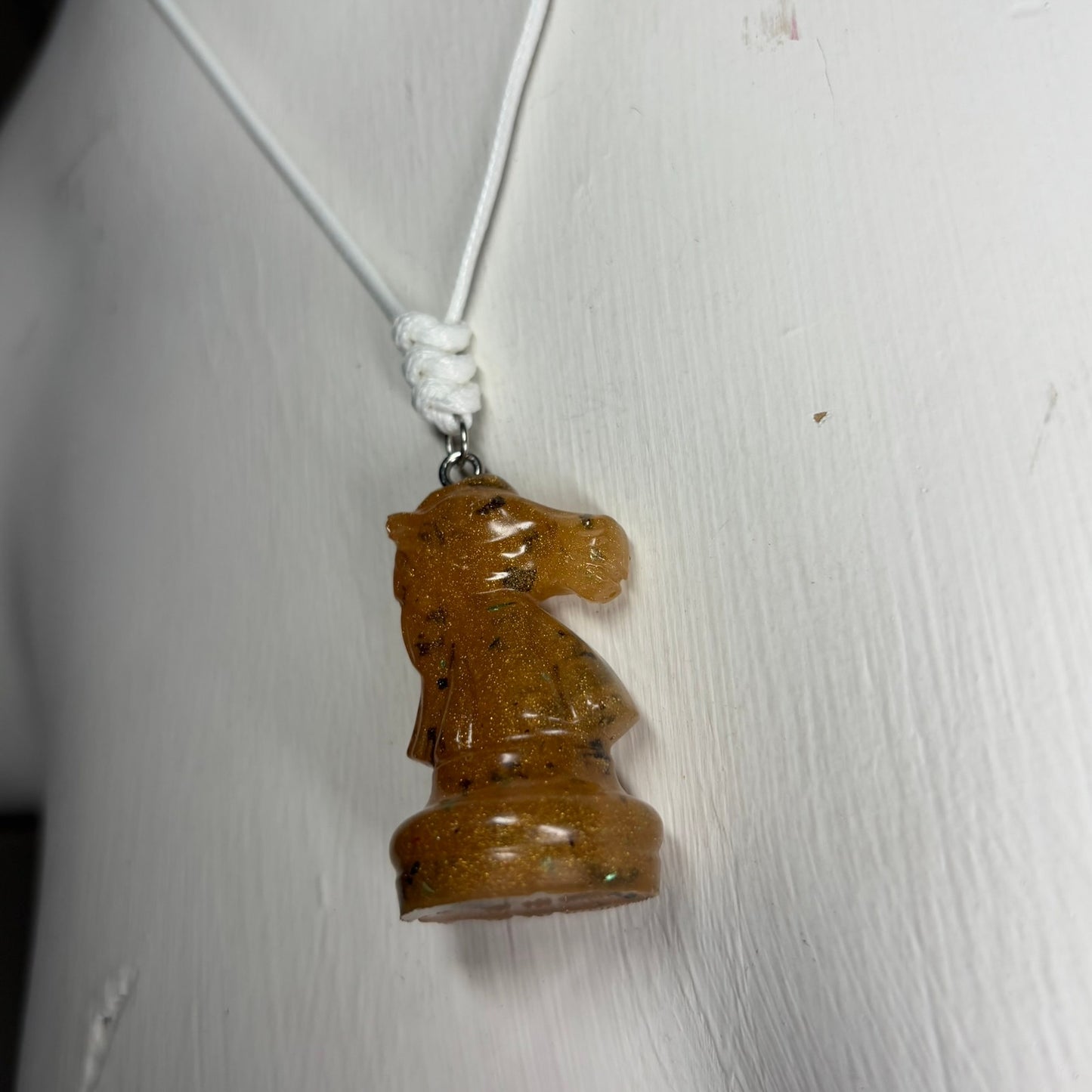 Spotted Yellow Knight - Handmade Resin Chess Necklace