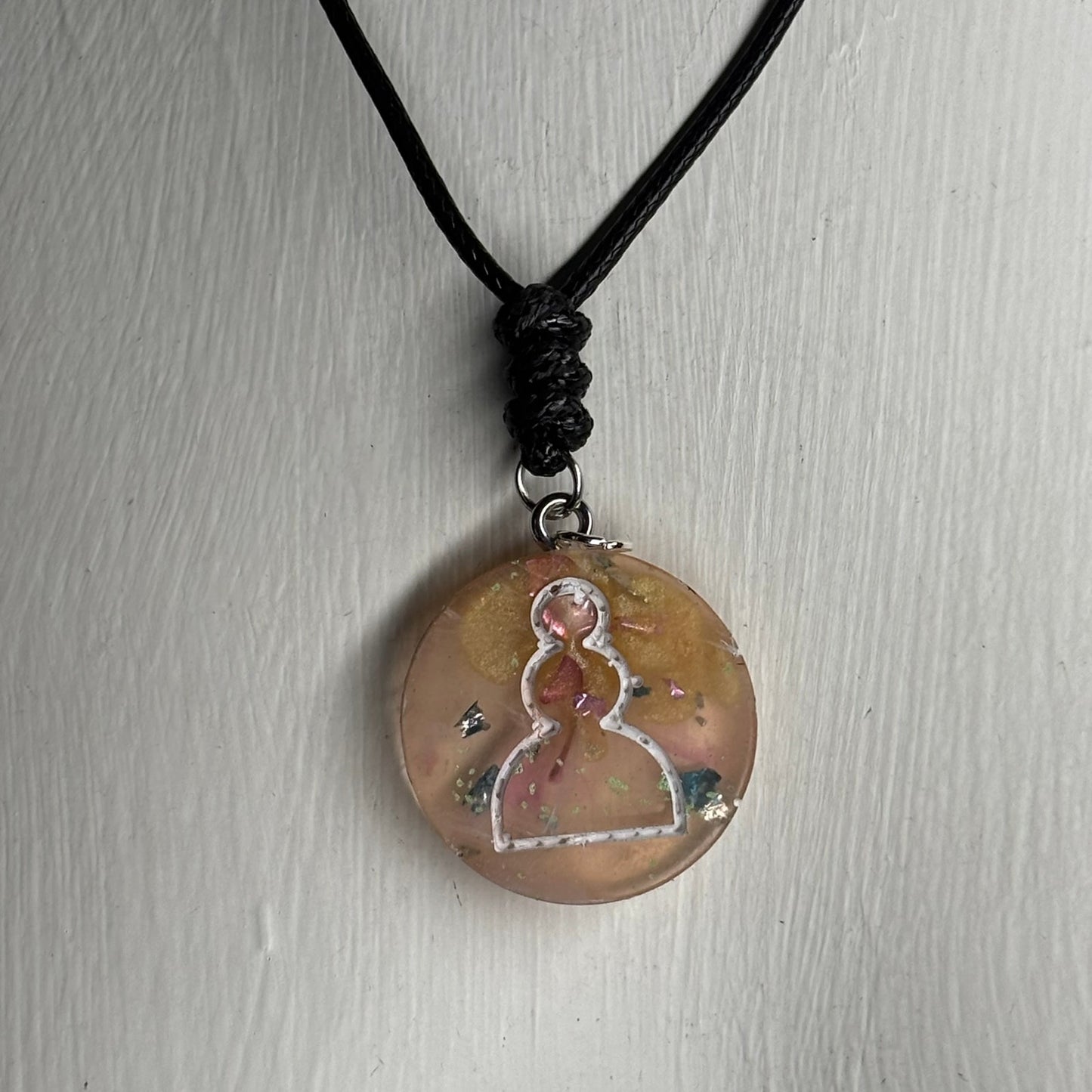 Cream Yellow Pawn - Handmade Resin Chess Necklace