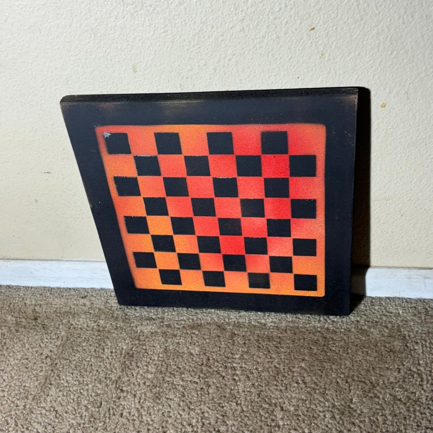 Orange Red Mesh - Painted Chess Board