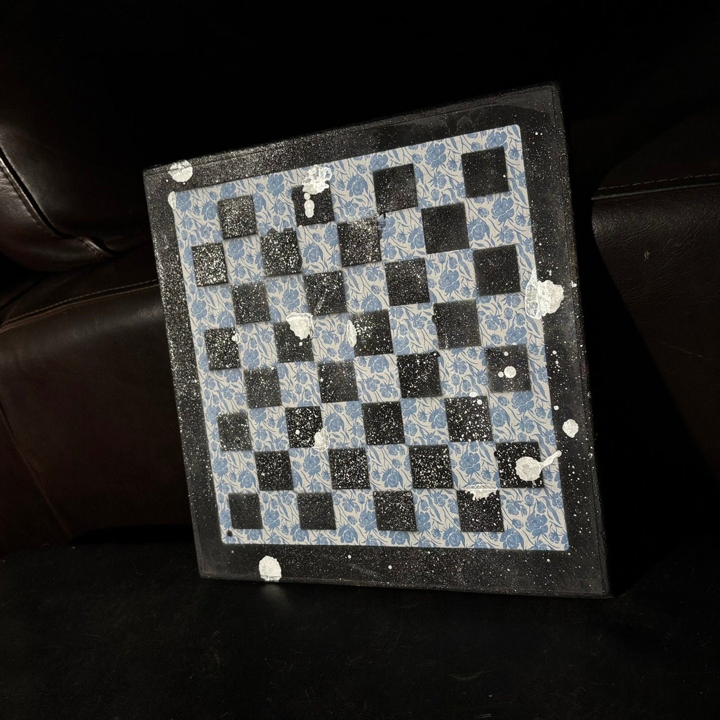 Blue Flowers - Scrapbook Chess Board