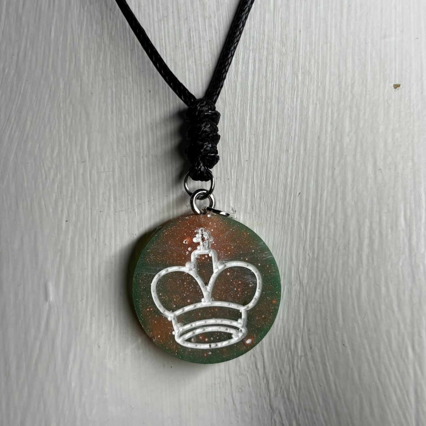 Orange Green King - Handmade Resin Chess Necklace