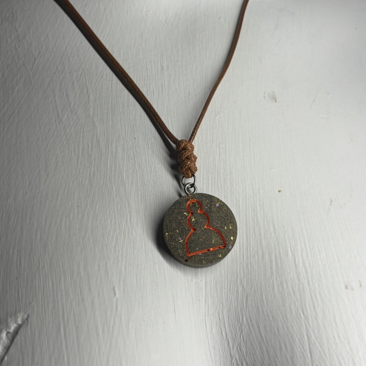 Vintage Brown Pawn - Handmade Resin Chess Necklace