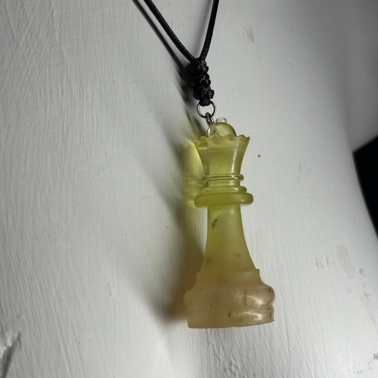 Transparent Yellow Queen - Handmade Resin Chess Necklace