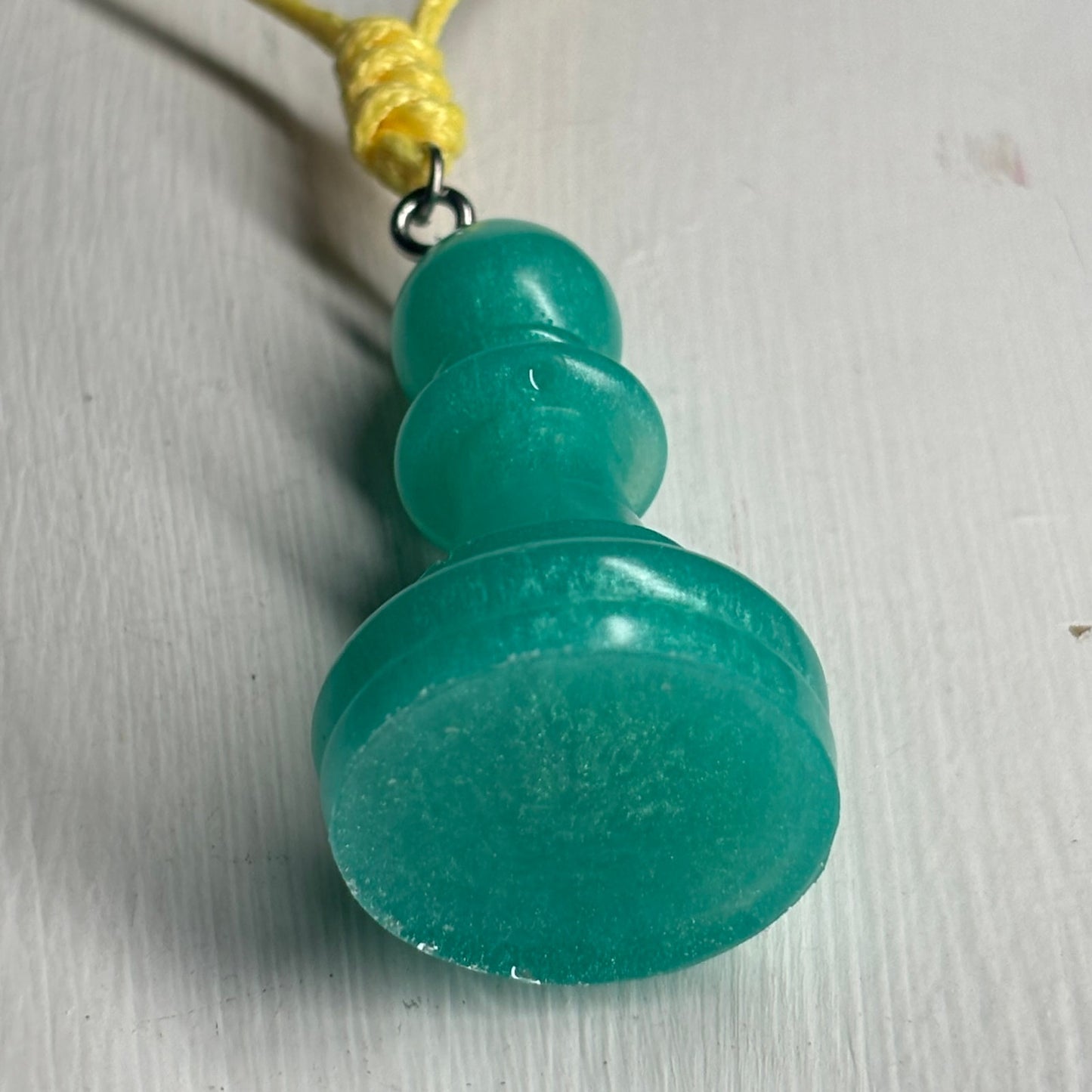 Aqua Green Bishop - Handmade Resin Chess Necklace