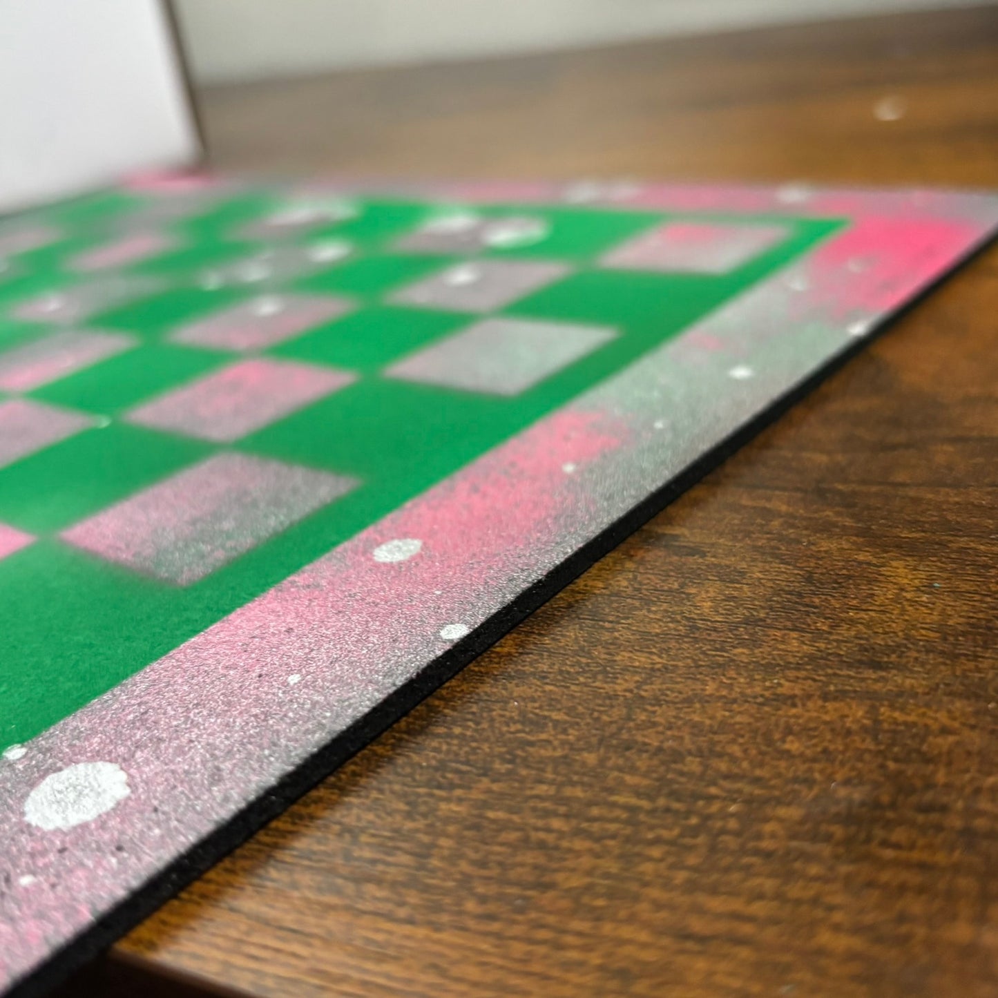 Chrome Pink & Green - Painted Chess Board