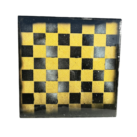 Yellow Vintage Pattern - Resin Coated Chess Board