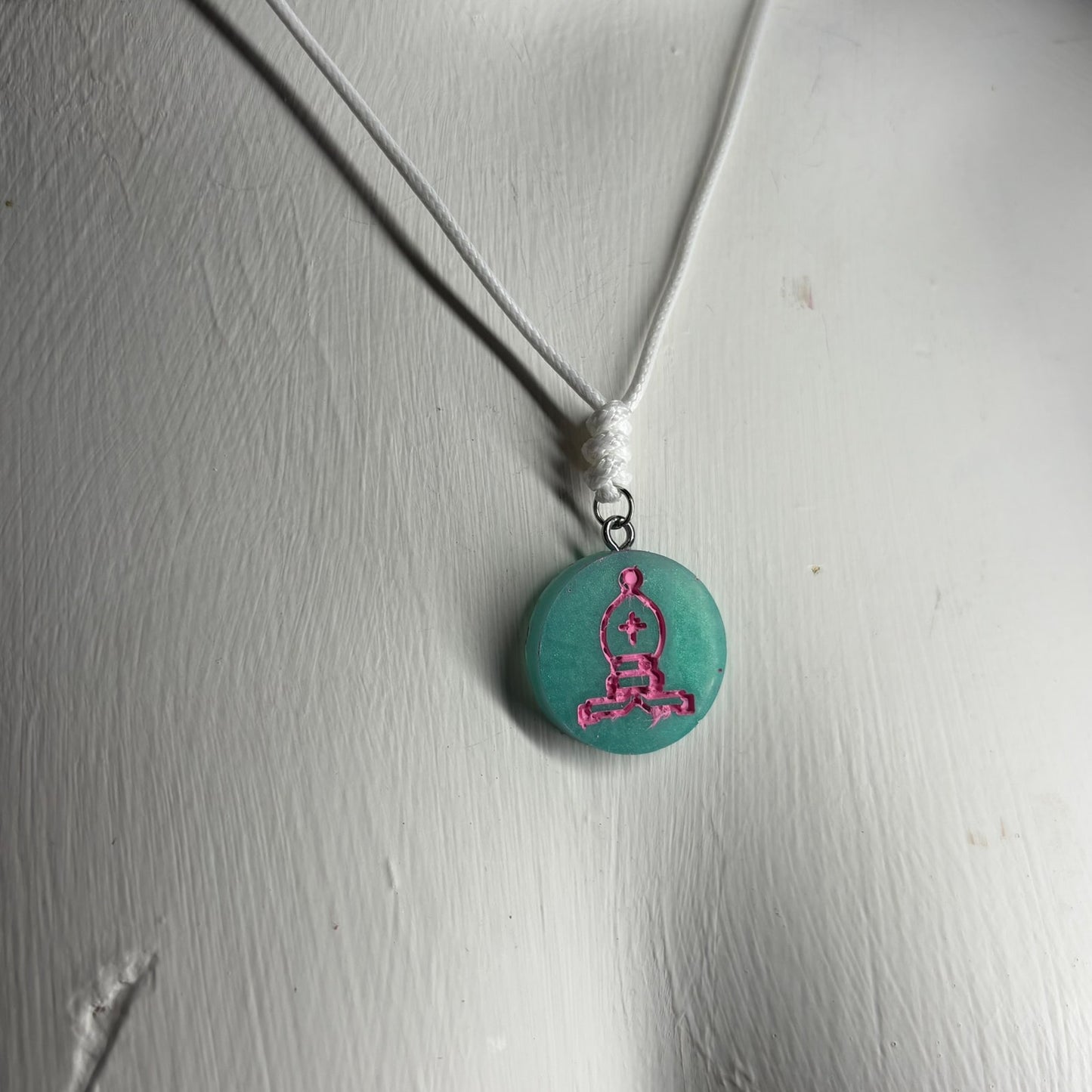 Miami Pink Bishop - Handmade Resin Chess Necklace