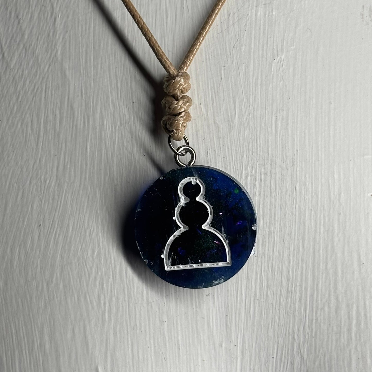 Navy Blue Pawn - Handmade Resin Chess Necklace
